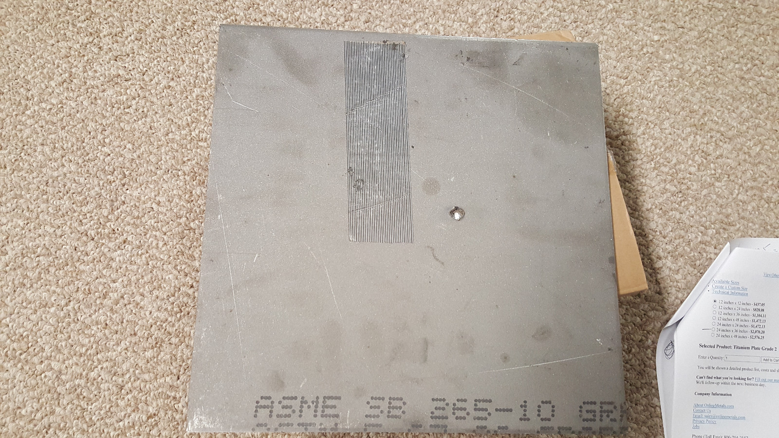 TITANIUM Plate. Make your own Ballistic back pack!