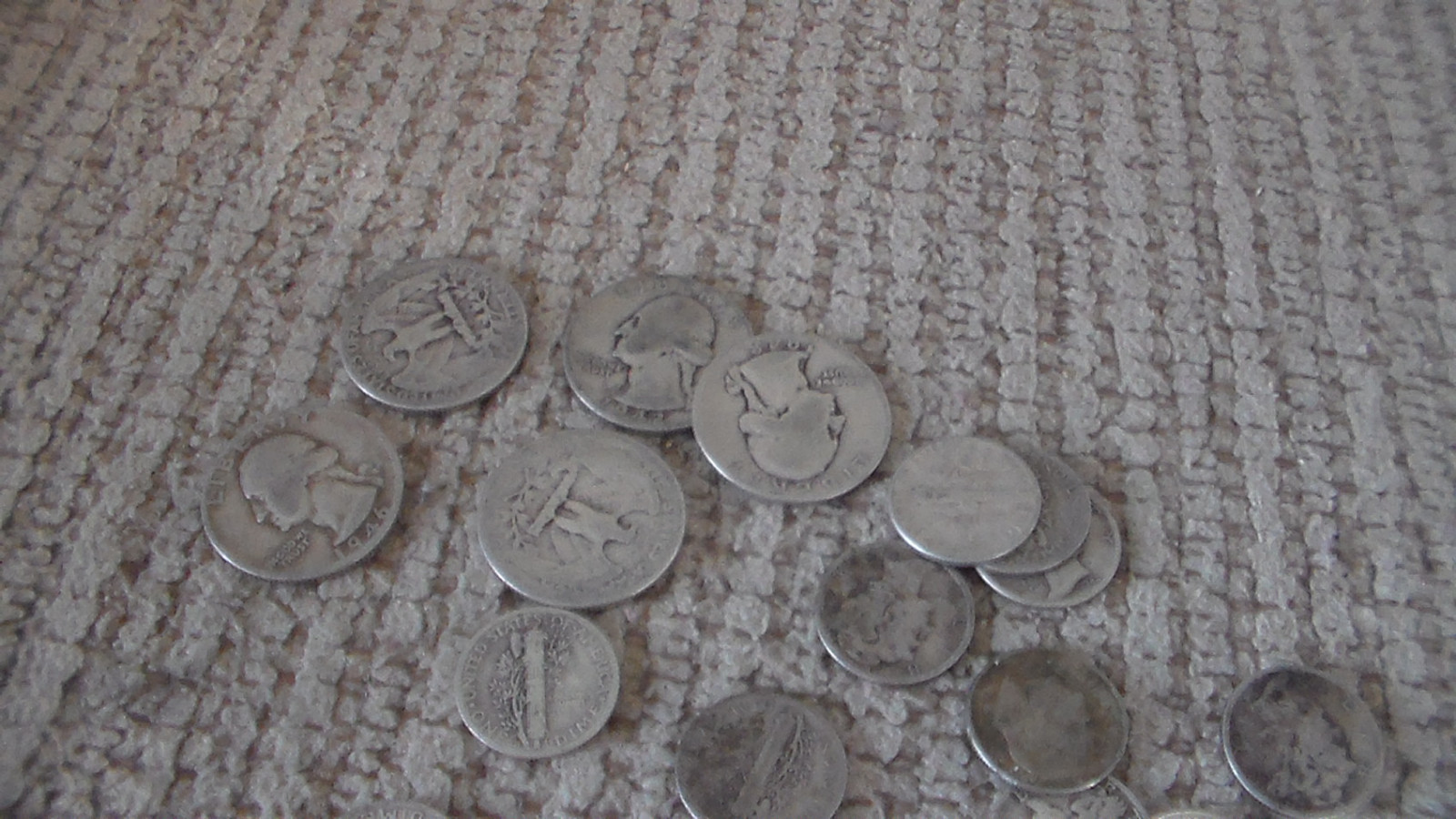 Silver Dimes and Quarters and Wheat pennies