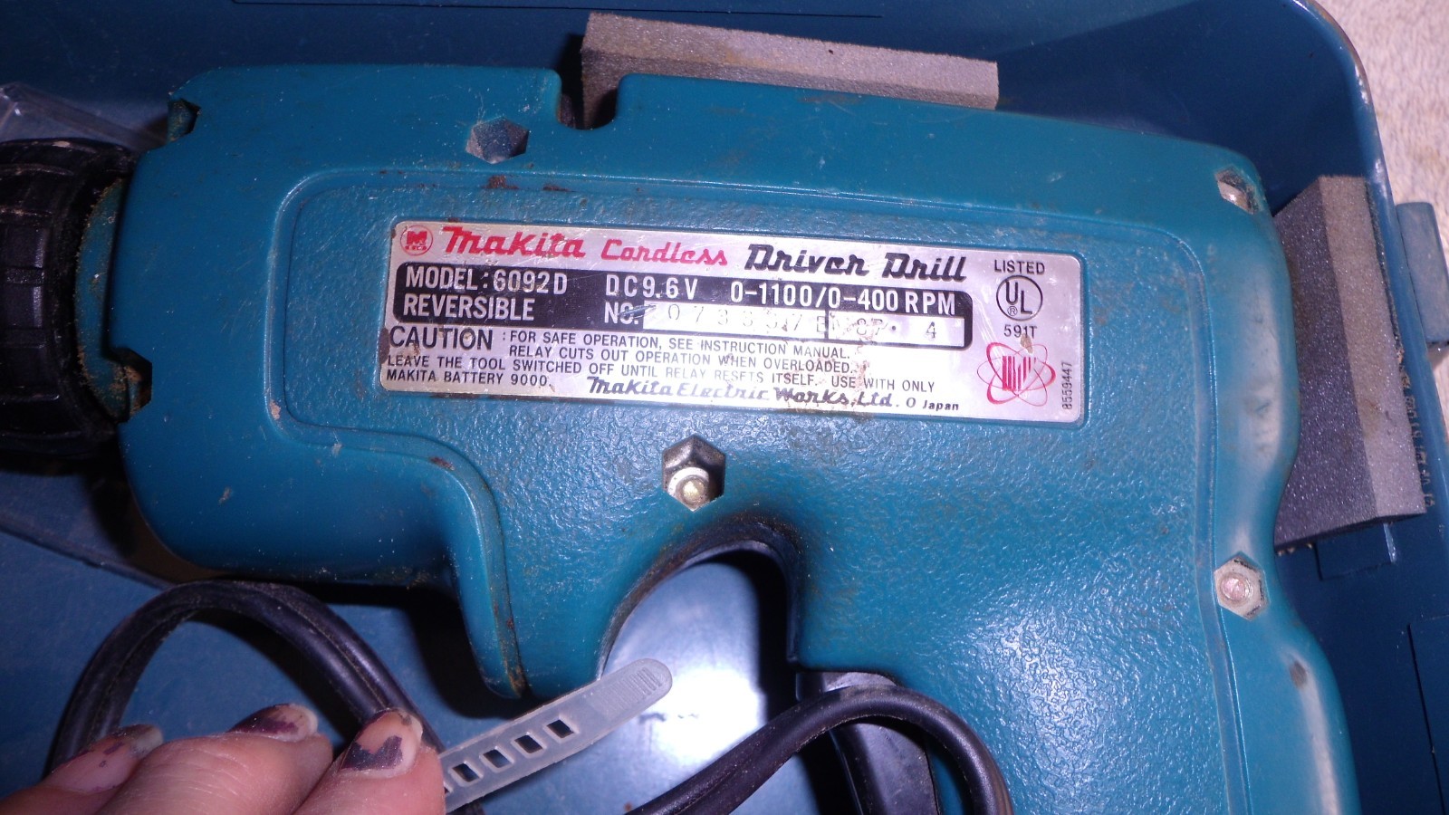 9.6v Makita Cordless Driver Drill Metal Case 6092D; DRILL/BATTERY