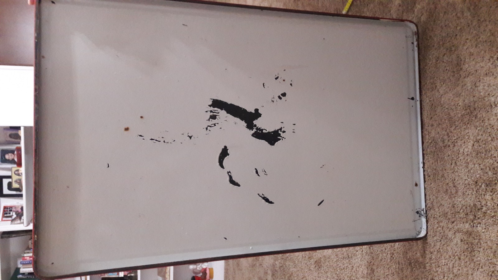 Porcelain Enamel Hoosier Table Top White Red Edge 40X25