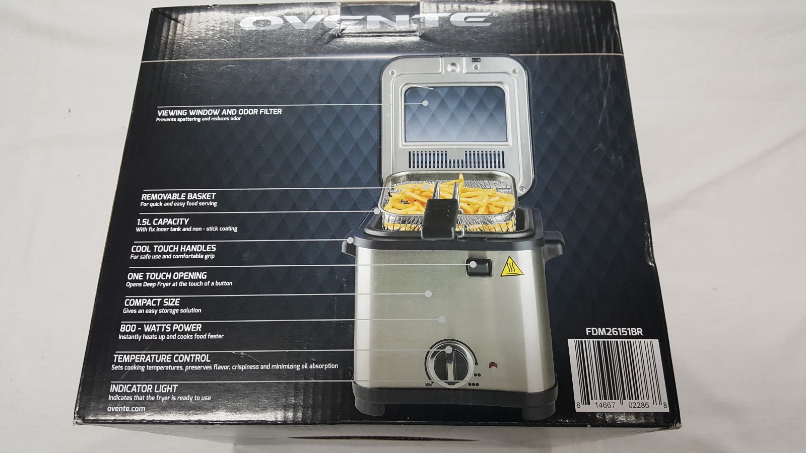 Ovente Electric Deep Fryer 1.5L Non Stick With Removable Basket FDM26151BR