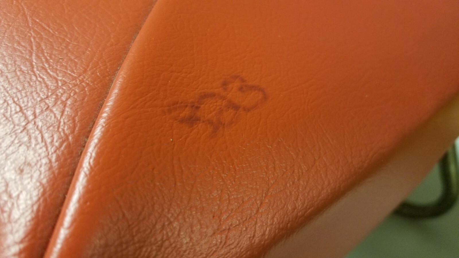 MID-CENTURY ORANGE VINYL ADJUSTABLE HASSOCK FOOT STOOL CRAWFORD MANUFACTURING CO