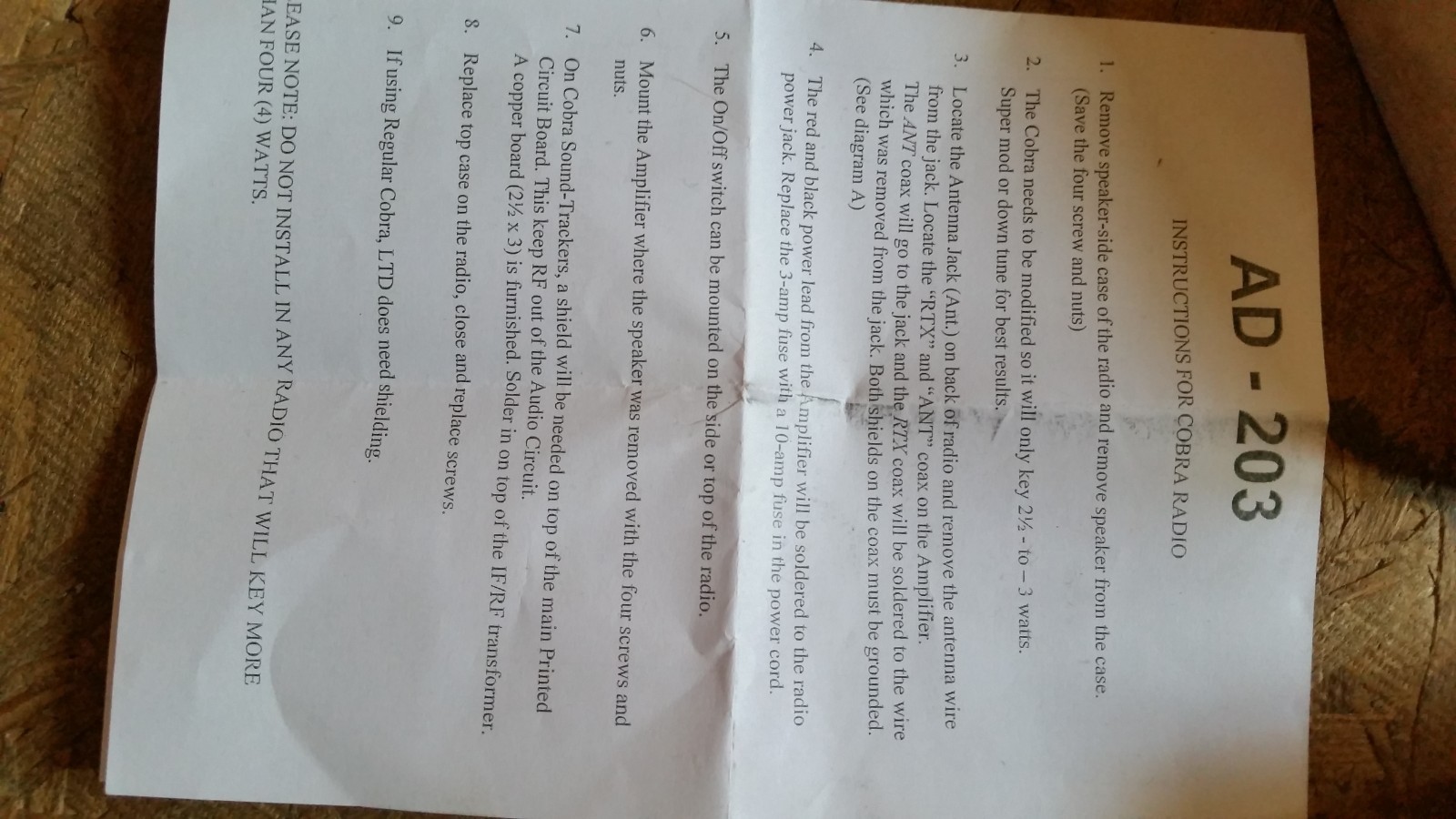 Ham/CB amplifier RM Italy AD 203 PCB Stinger Boards 1-3 watts in 100 watts out