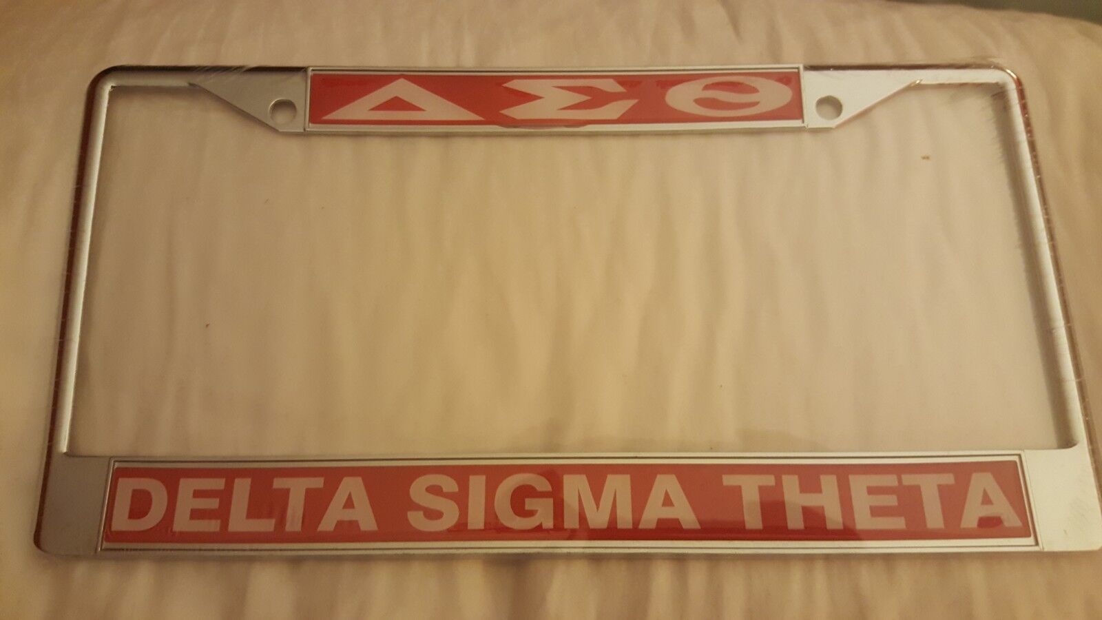 Delta Sigma Theta Sorority Metal License Plate Frame Silver Di...