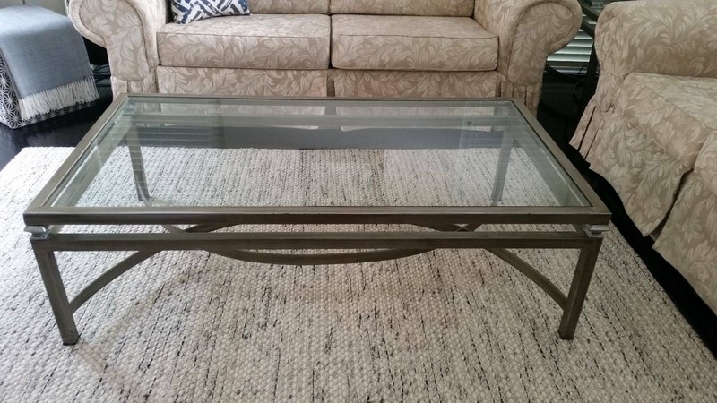 Coffee Table Large Steel With Brushed Nickel Finish 47