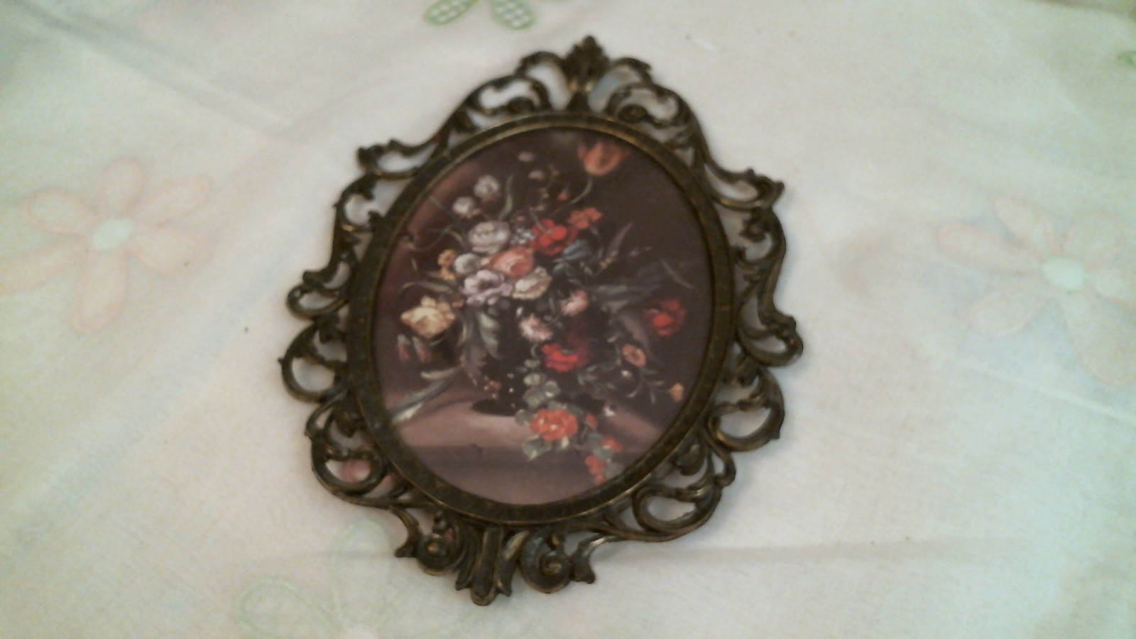 FLORAL Print Picture Frames CONVEX GLASS Made In Italy VINTAGE LOT