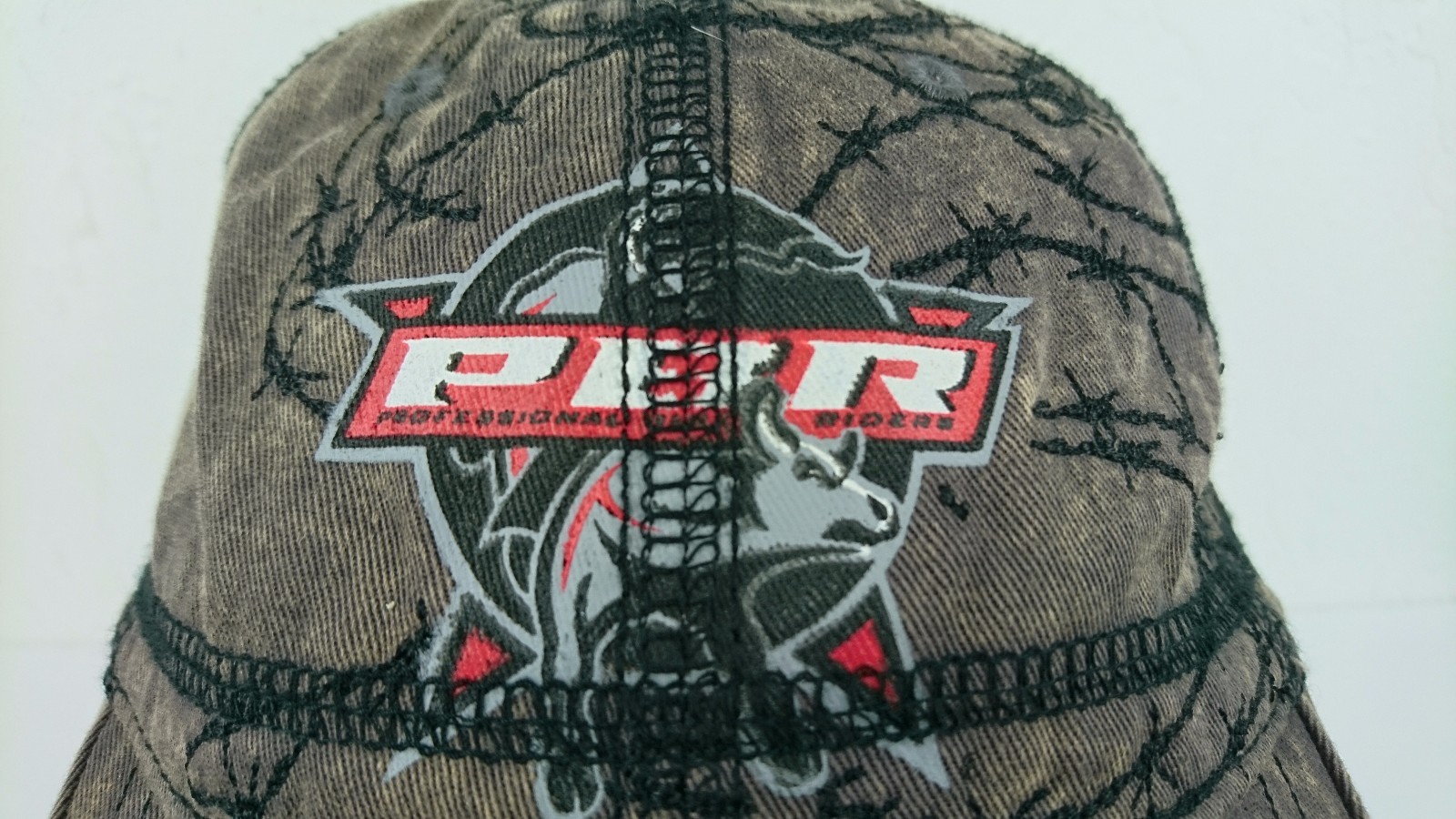 Professional Bull Riders PBR Strapback Camo Adjustable Acid Wash Barb Wire Hat