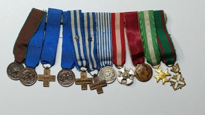 Medagliere 11 medaglie mignon Valore militare ordine della corona lungo comand