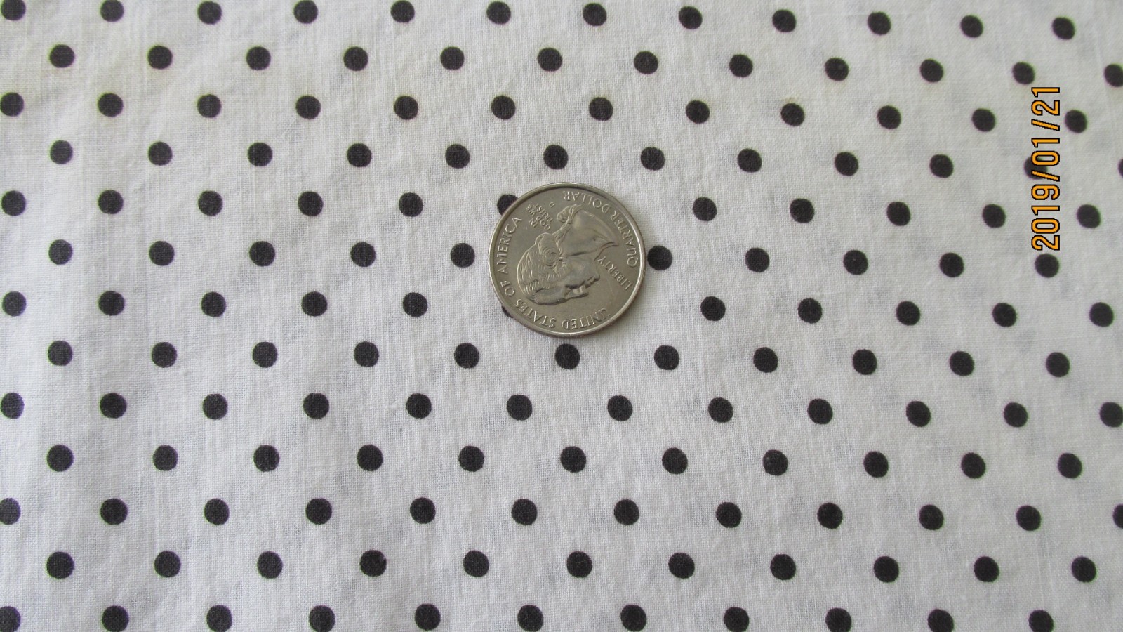 VINTAGE COTTON FABRIC WHITE w/ BLACK DOTS