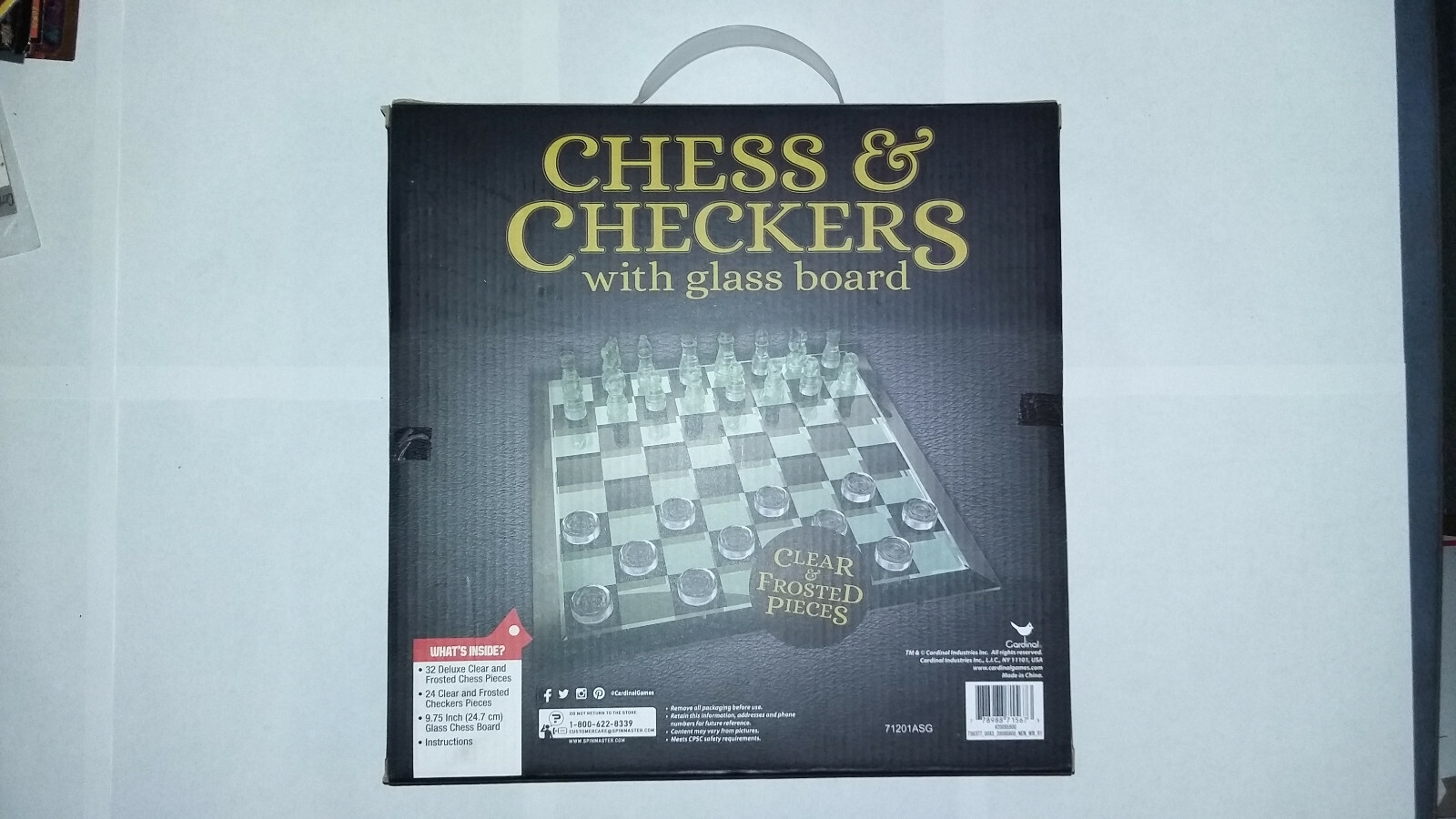 2 in 1 CHESS & CHECKERS with Glass Chess Board and pieces