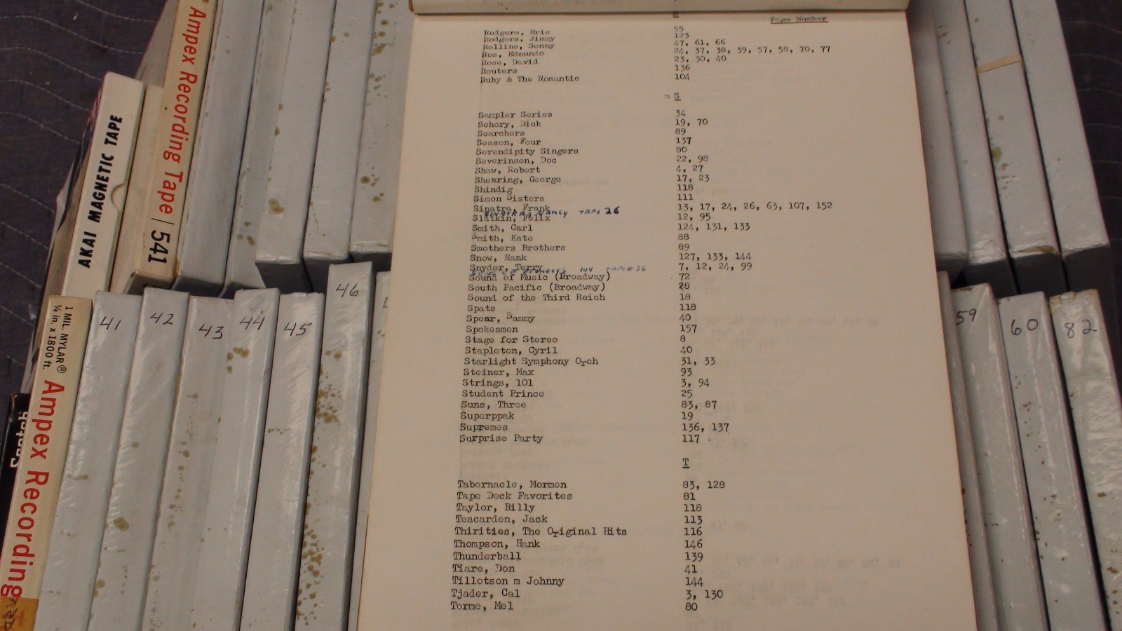 HUGE REEL TO REEL TAPE LOT OF 45 IN CASES WITH CATALOG! REALLY COOL!