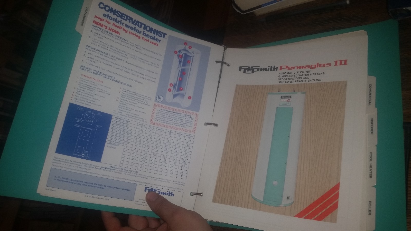 AOSmith Corporation Catalogs Ring Binder Various Catalogs Residential Commercial