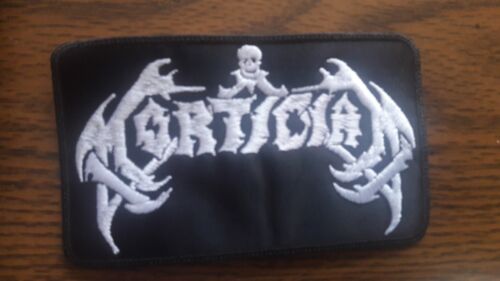 MORTICIAN,SEW ON WHITE EMBROIDERED PATCH
