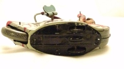 Vintage 50s Tin Wind-up Toy Kanto Japan Motorcycle Rider with Monkey Acrobat