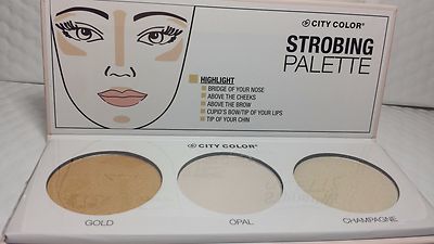 CITY COLOR STROBING PALETTE HIGHLIGHTER GOLD, OPAL & CHAMPAGNE NEW