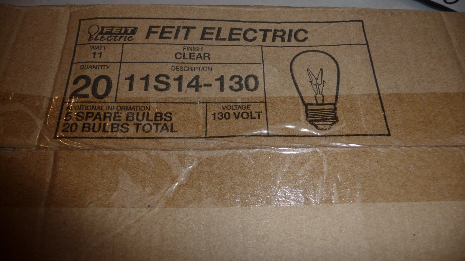 New Sealed Feit Electric 11S14-130 11W Finish: Clear Bulb 13