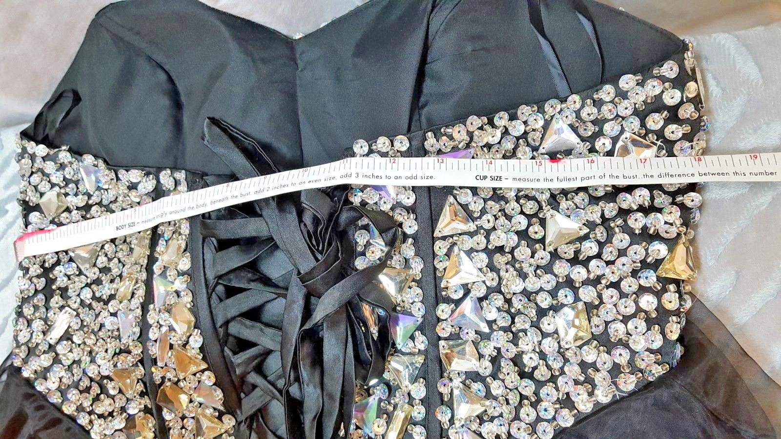 Black Studded Crystal COCKTAIL Party Wedding Prom Dress 12 GRACE KARIN Strapless
