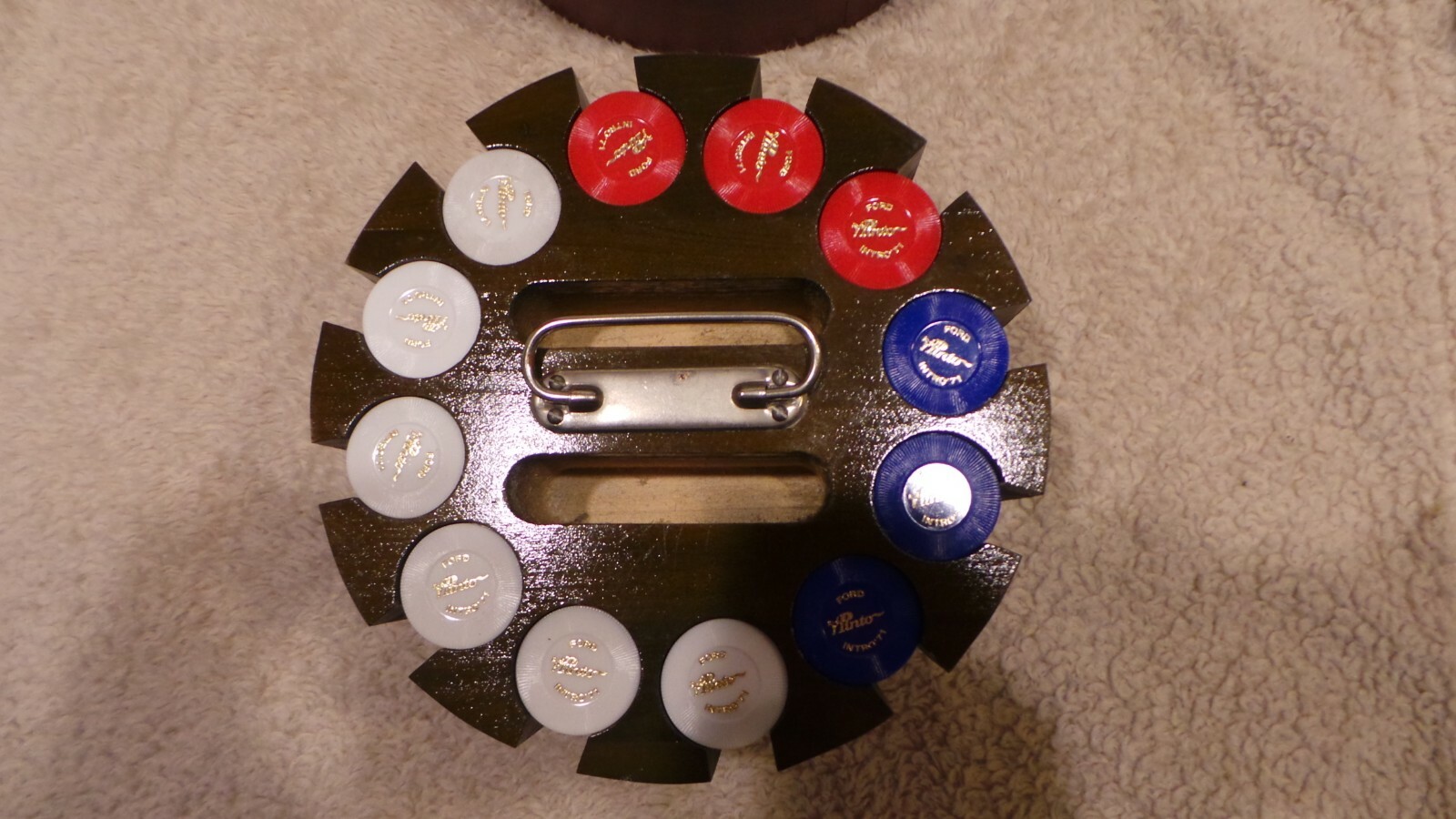 VINTAGE 1971 FORD PINTO INTRO POKER CHIP CAROUSEL SET W/COVER-VERY NICE