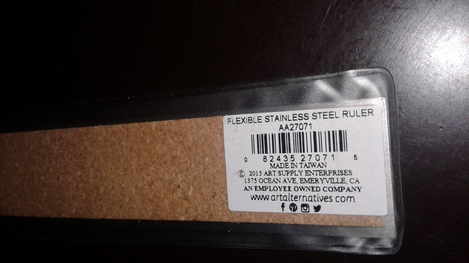 Art Alternat Ruler with Nonskid Cork Back Stainless Steel 12