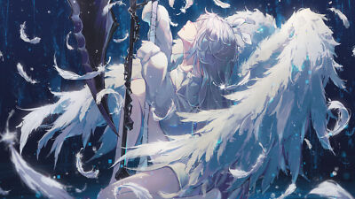 Anime Wings Angel Scythe Feathers Blindfold Long  Gaming Mat Desk 6002