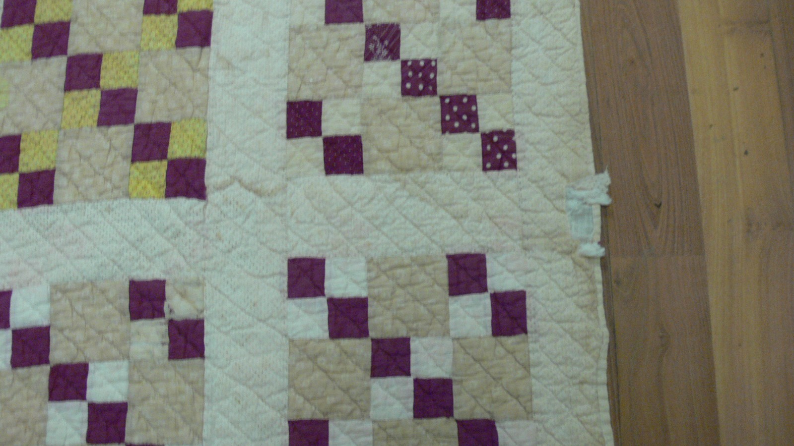 Vintage Antique 1900s Nine Patch Hand Stitched Quilt