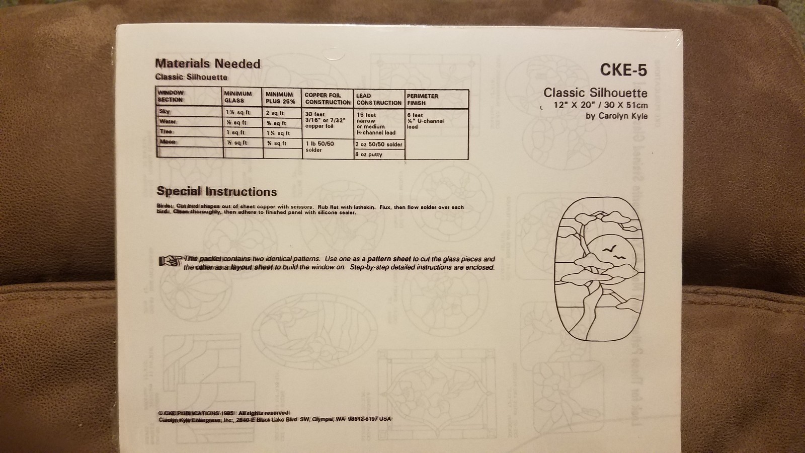 CAROLYN KYLE PRESENTS STAINED GLASS PATTERN NIP CLASSIC SILHOUETTE CKE 5