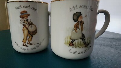Holly Hobbie Rare Start Each day with a Song/Add some fun to all you do Mugs