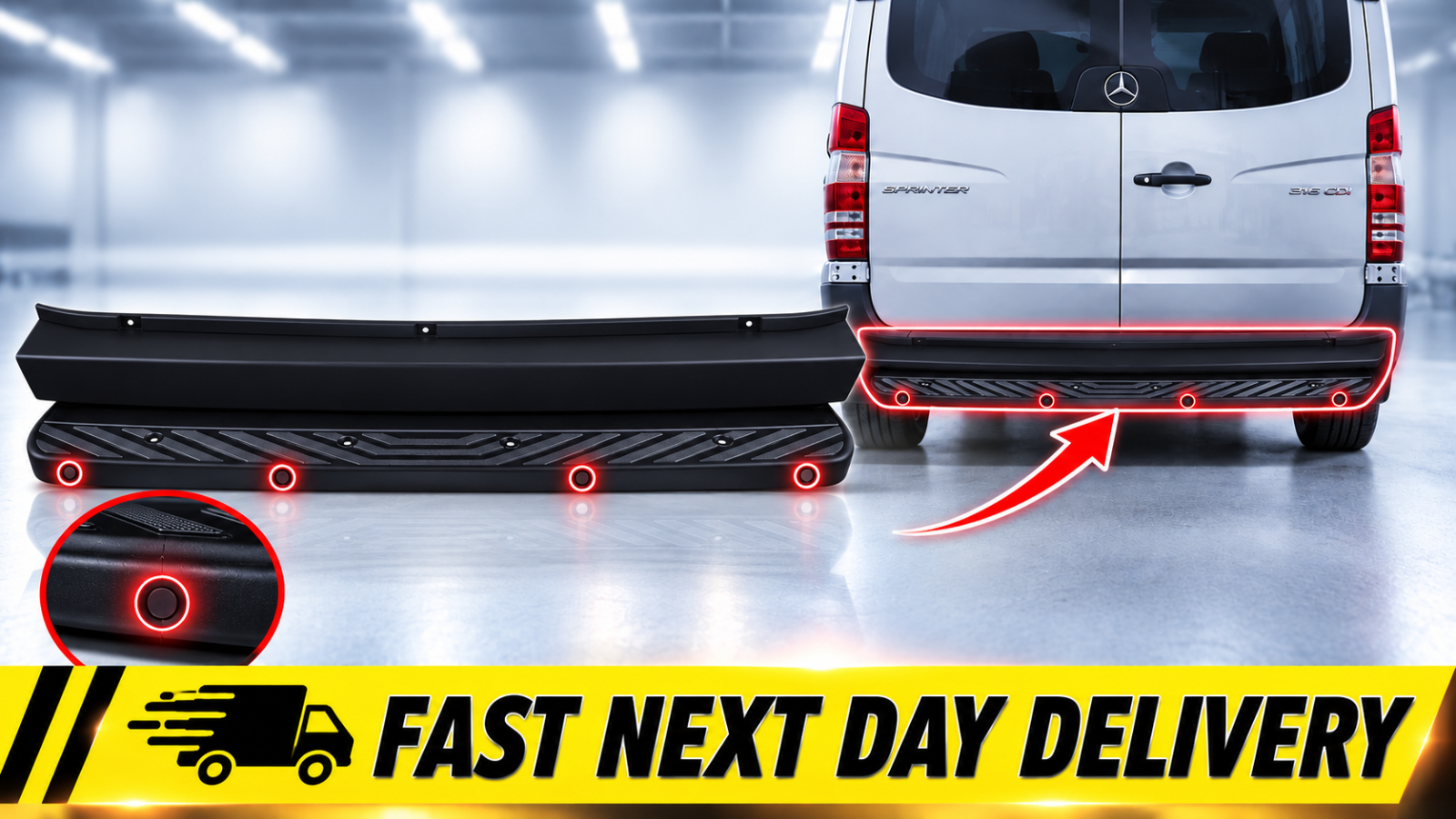 FITS VW CRAFTER VAN 2006-2017 REAR COVER STEP BUMPER PLASTIC + METAL STEP  PDC