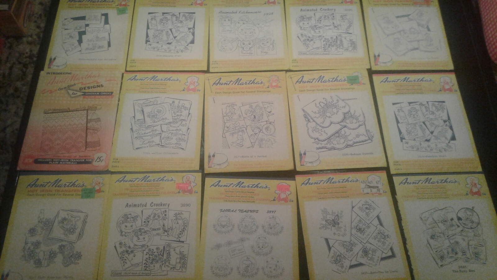 50 Vintage Aunt Martha & Vogart IRON-ON TRANSFERS, 50 pkgs. 22 unopened, 28 cut