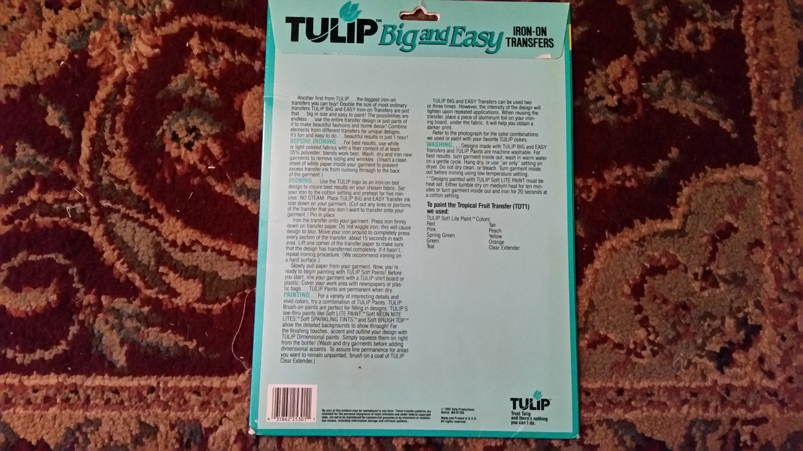 Tulip Iron On Transfers Big and Easy Giant Size Sheets Tropical Fruit 1992 NEW