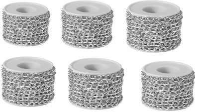Lot of 6 Oasis Cable Metal Chain Shiny Silver Spools 26.25' & 1/4''  Links Crafts
