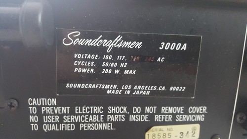 Vintage SOUNDCRAFTSMEN 3000A  AM FM Stereo Receiver parts or repair