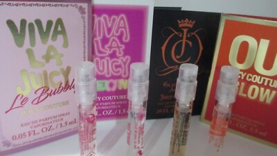 Juicy 4 Piece Sample EDP set 0.05 fl oz. x 4 Neon,amber,glow&le bubbly new cards
