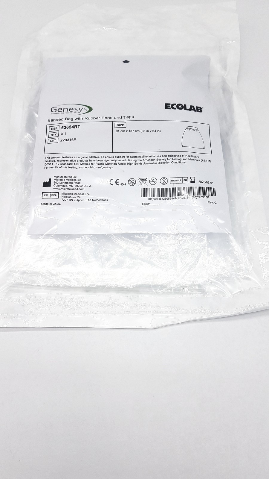 Genesys 63654RT Banded Bag With Rubber Band and Tape