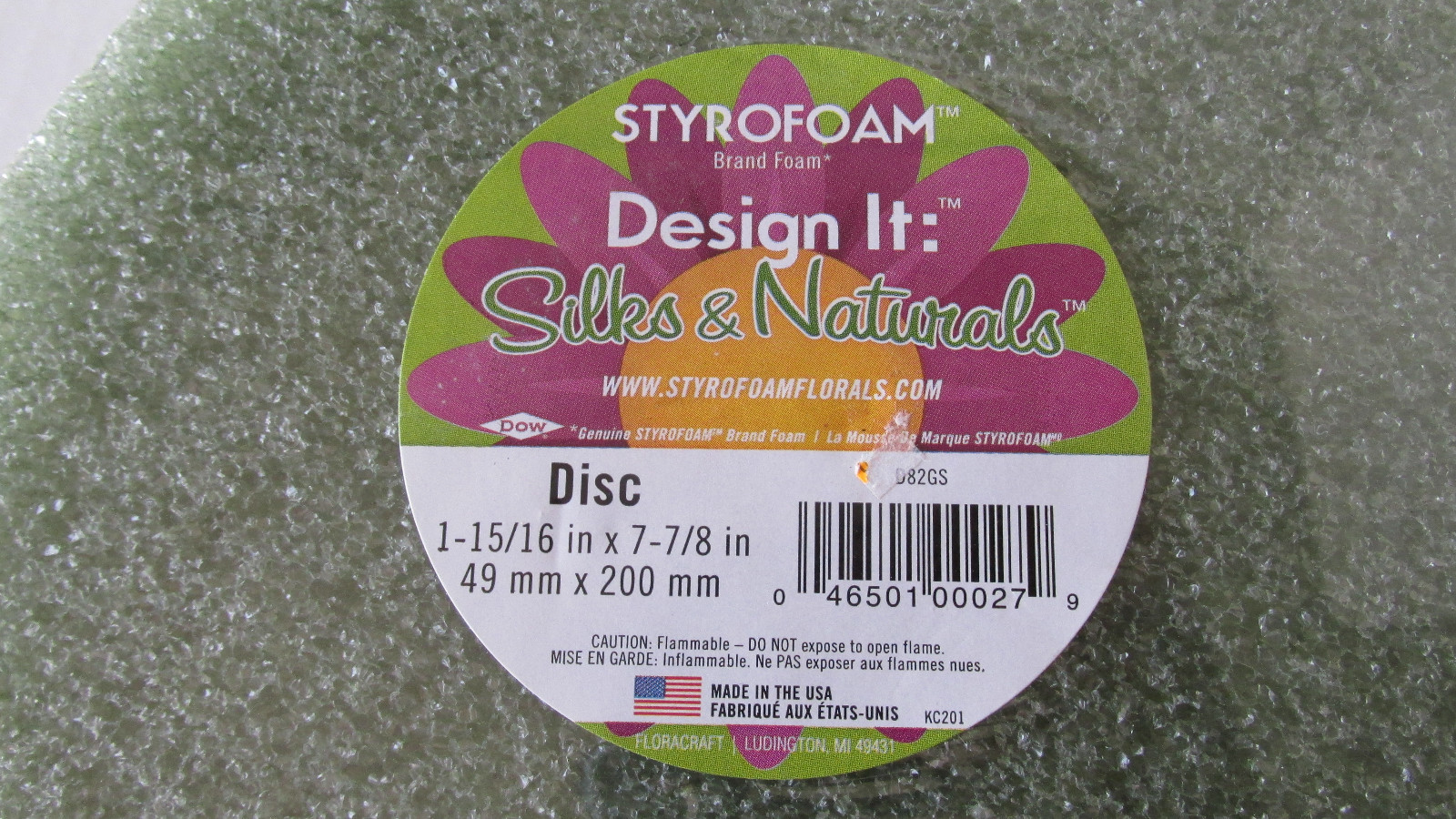 Floracraft Green Styrofoam Disc~1-15/16
