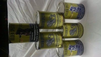 one case of golden spectro vintage oil tins motorcycle snowmobile motocross rare
