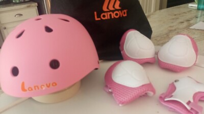 LANOVA KIDS PINK SAFETY HELMET & PADS w/BAG SMALL