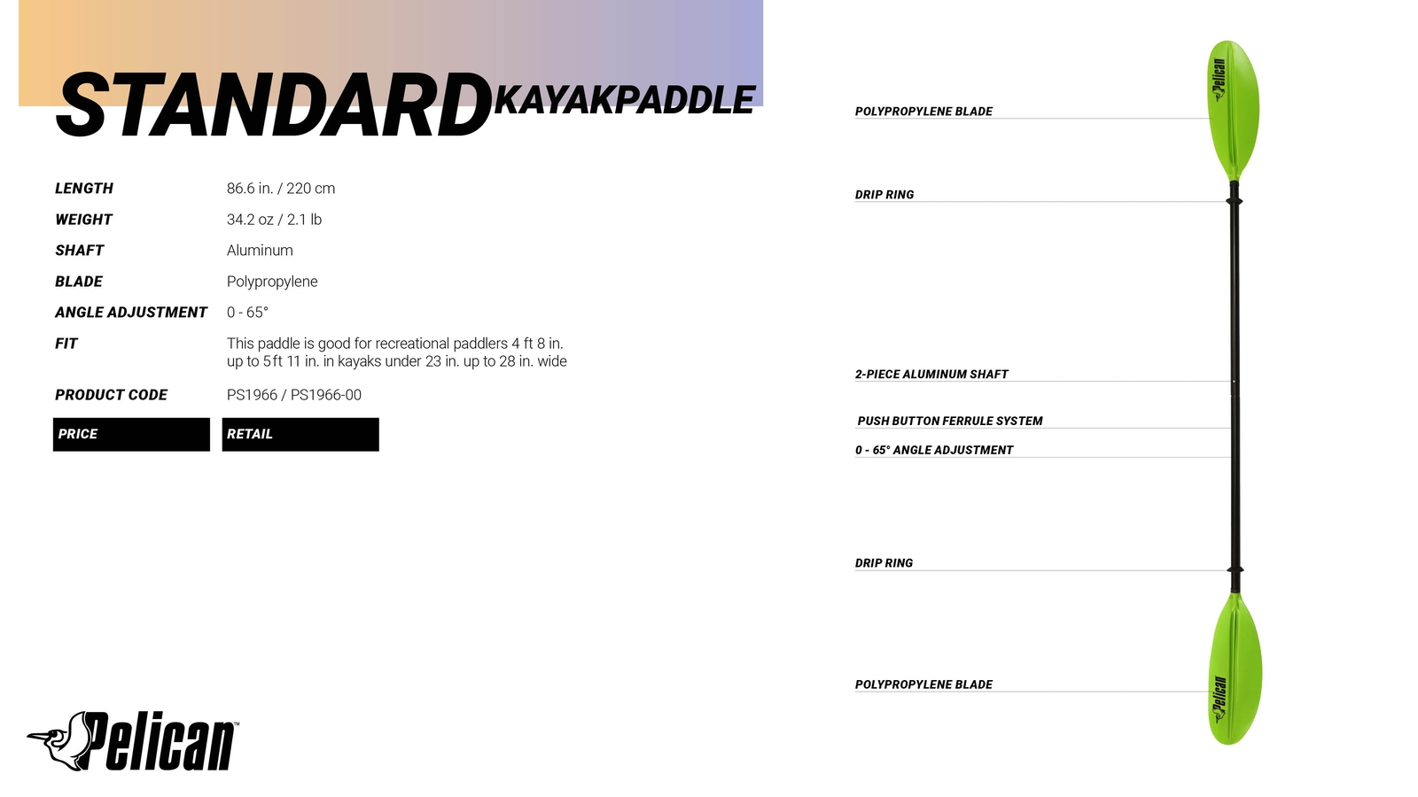 Standard Kayak Paddle 87''