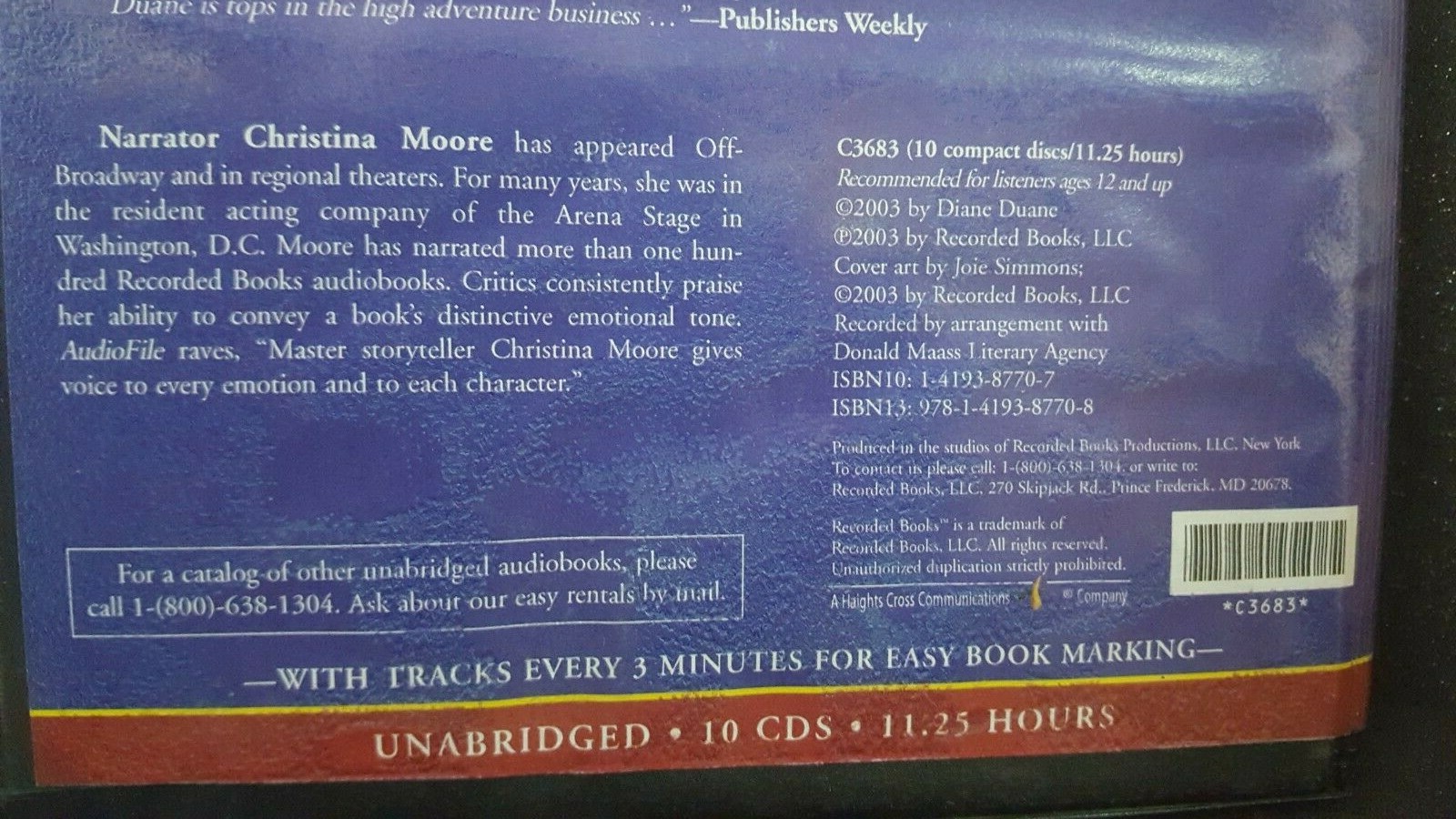 Recorded Books-Wizards Holiday  by Diane Duane 10 Disc Set