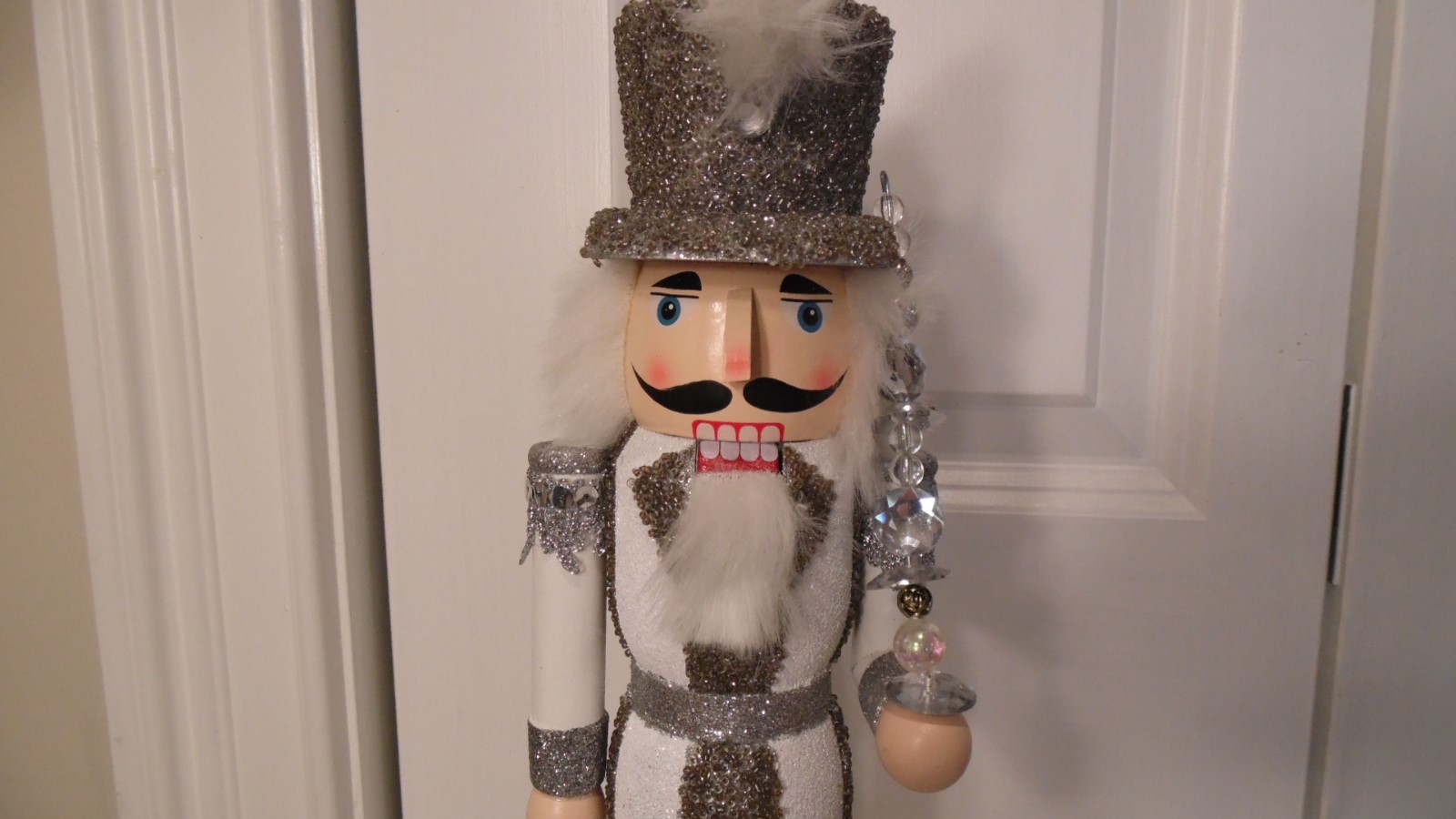 CHRISTMAS NUTCACKER,  TRIMMED WITH SILVER GLITTER, THE BAND LEADER,  14