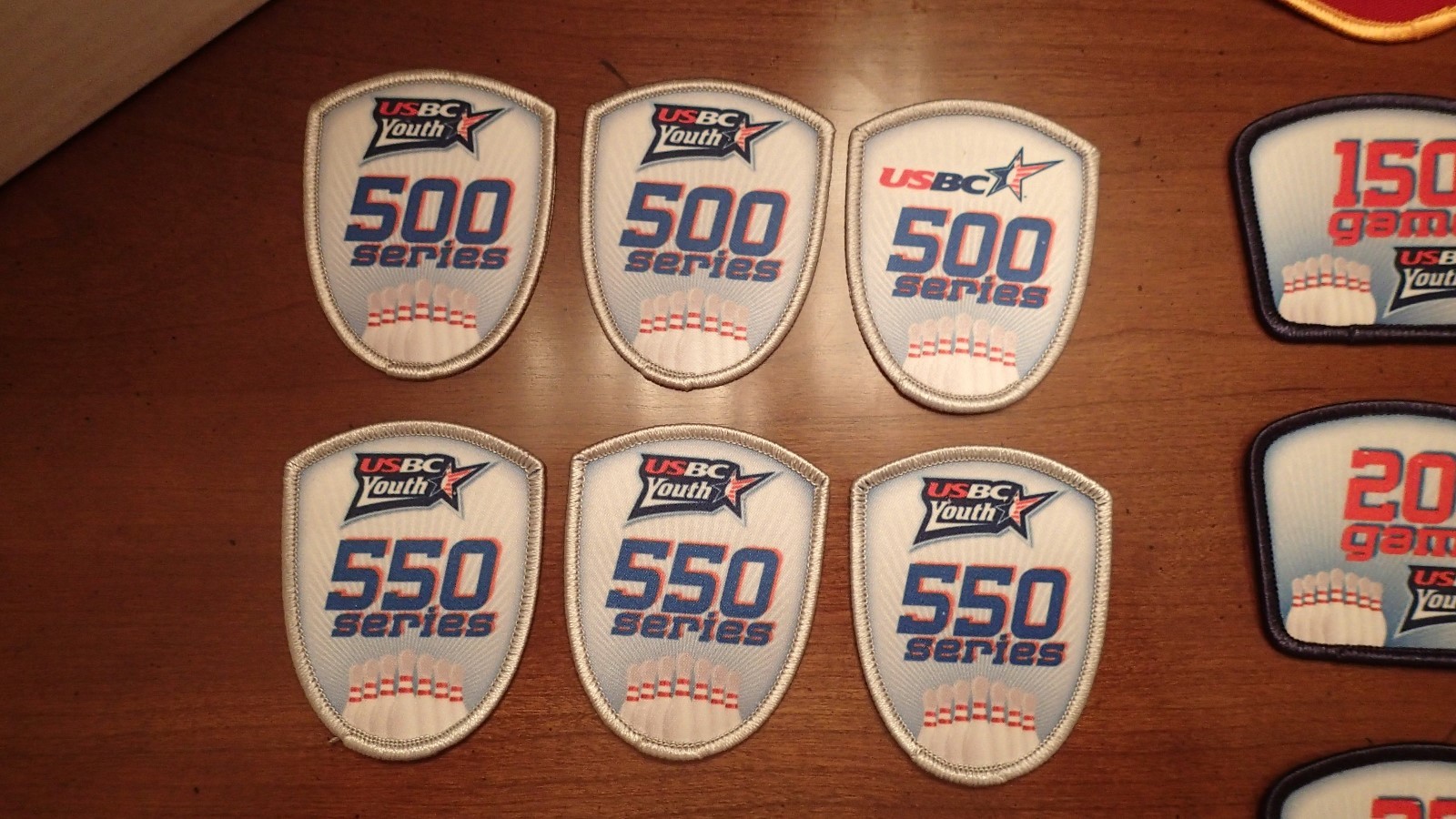 YBA, YABA, USBC Youth Bowling Patches - 150, 175, 200, 225 Game, 500, 550 Series
