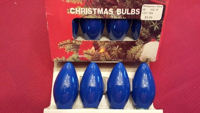 8 Vintage & Collectible 8 Montgomery Ward C-9 1/4 Blue Outdoor Bulbs Tested