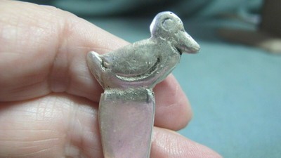 Vintage  900 Silver Baby Spoon with Duck on Handle