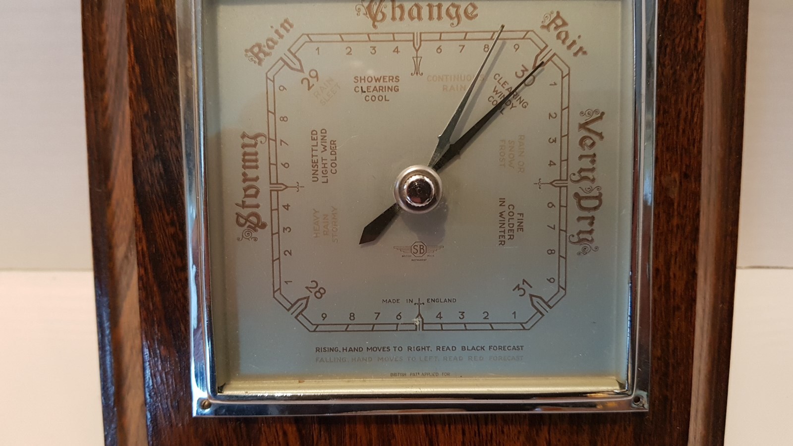 Vintage British Made Art Deco Style Wall Barometer Wooden Frame