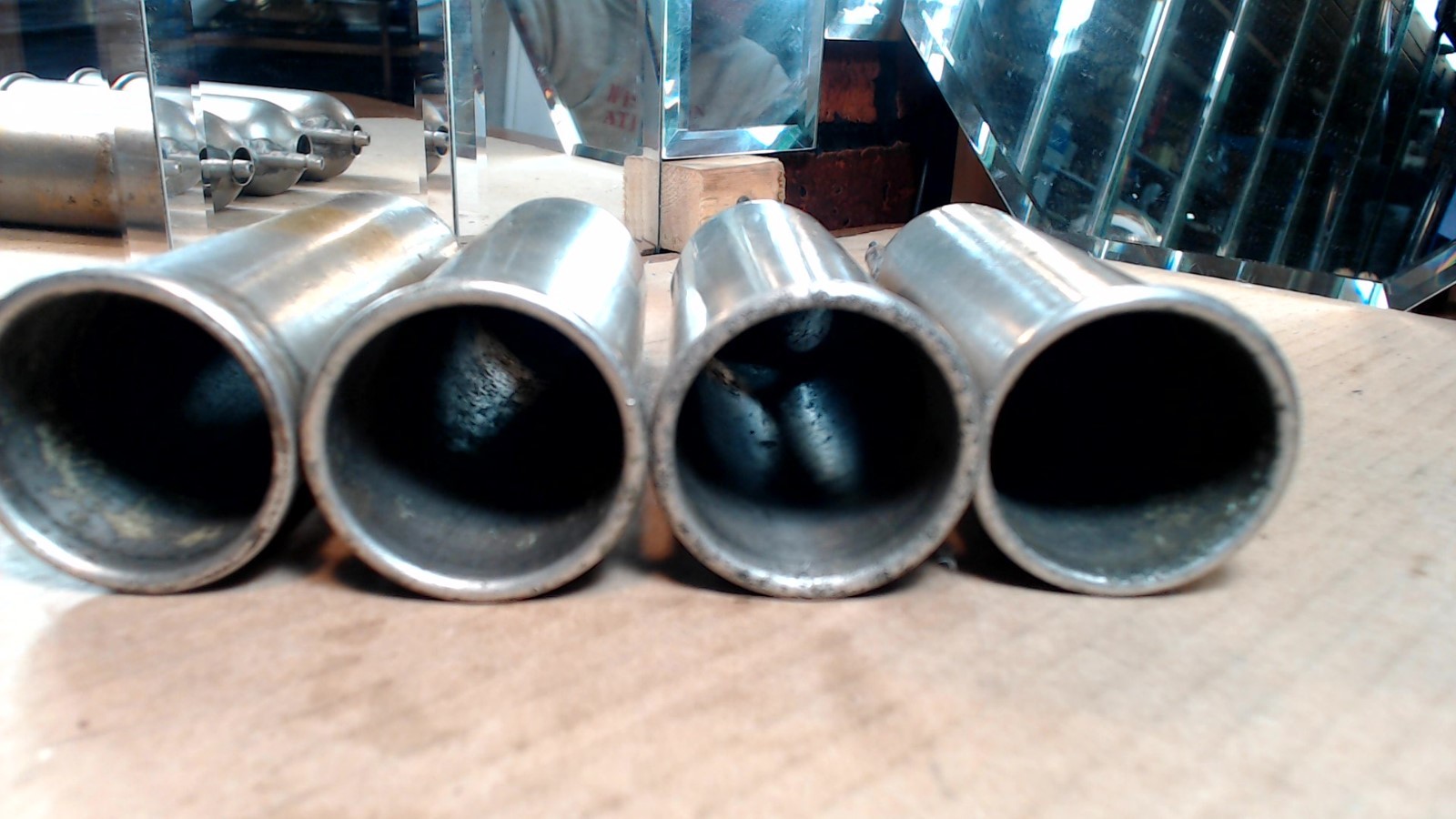 4- VINTAGE- Coated BRASS--TEAT CUPS - DAIRY- FARM- COW- MILKING EQUIPMENT