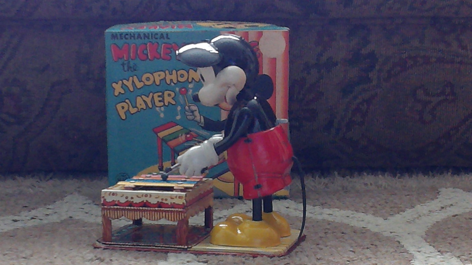 VINTAGE MARX LINEMAR MICKEY MOUSE THE XYLOPHONE PLAYER TOY   EX+   WITH BOX