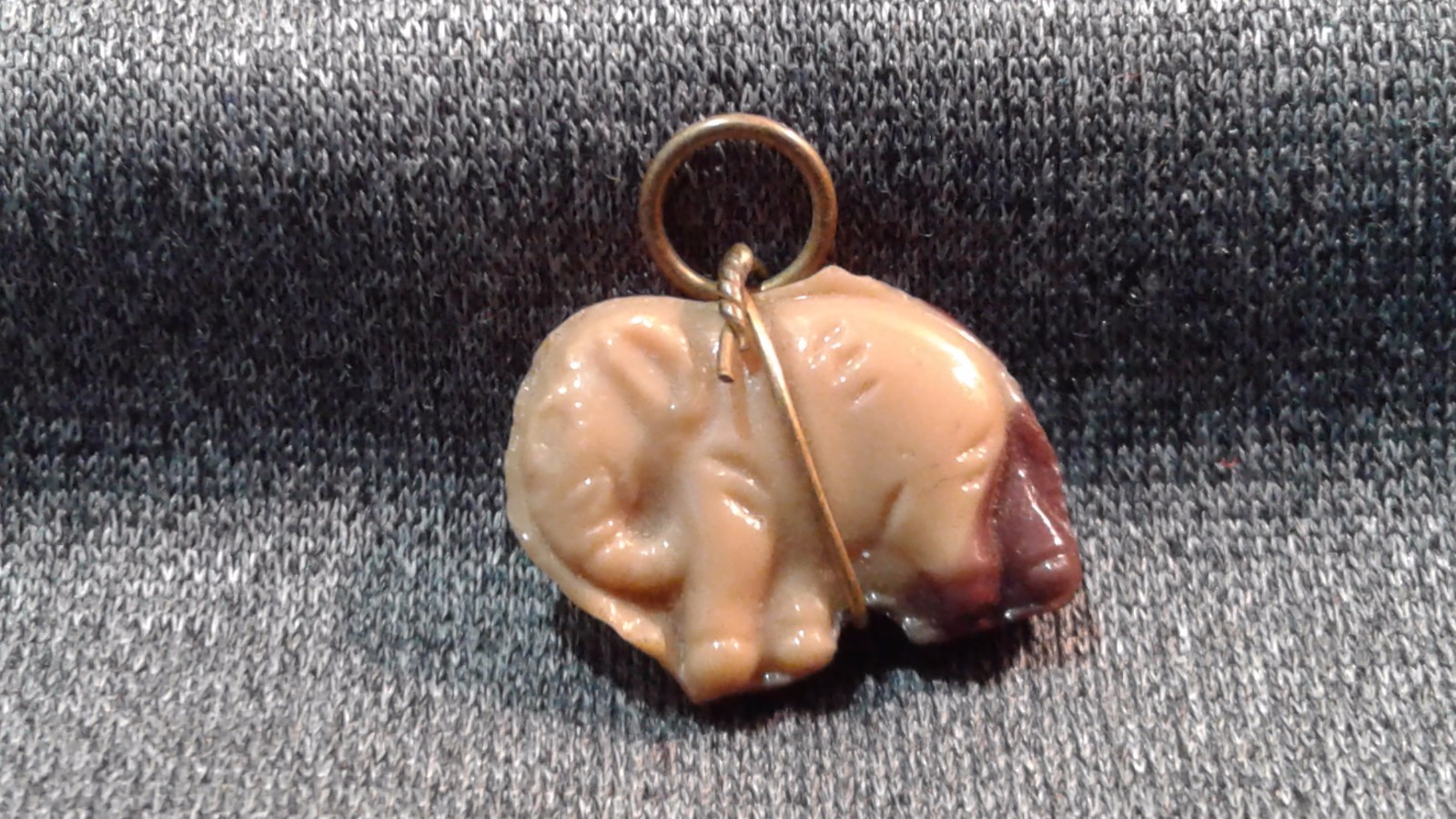 Rare Antique CZECH GLASS Brown Elephant Cracker jack Charm  Nice Condition!