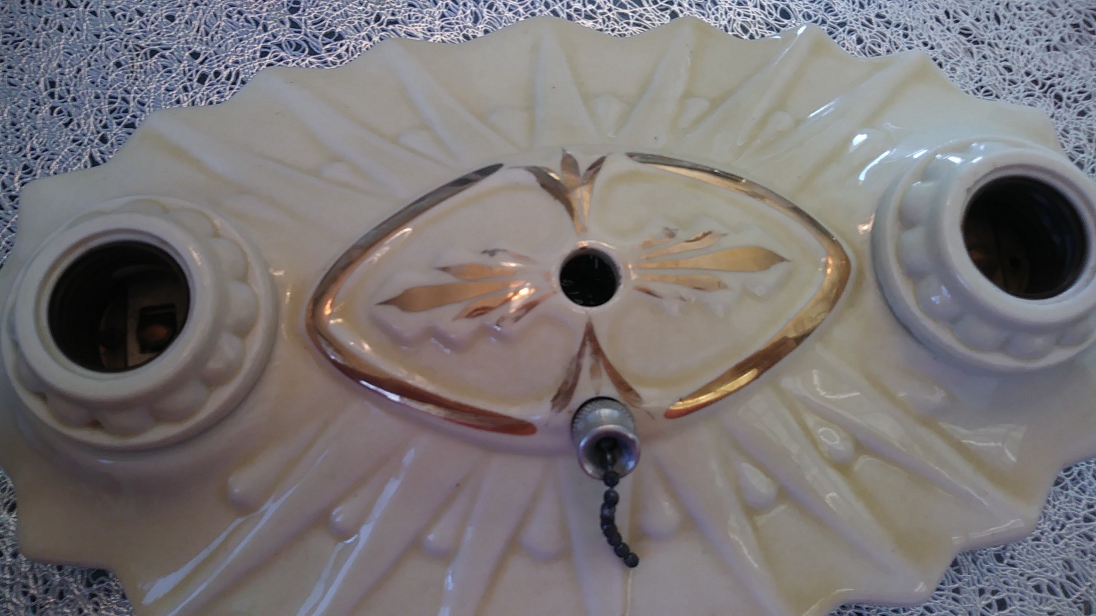 Vintage Art Deco Porcelain Wall Sconce Light Fixture 4