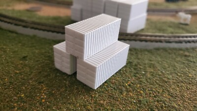 N scale 20 foot shipping containers 3 pack white