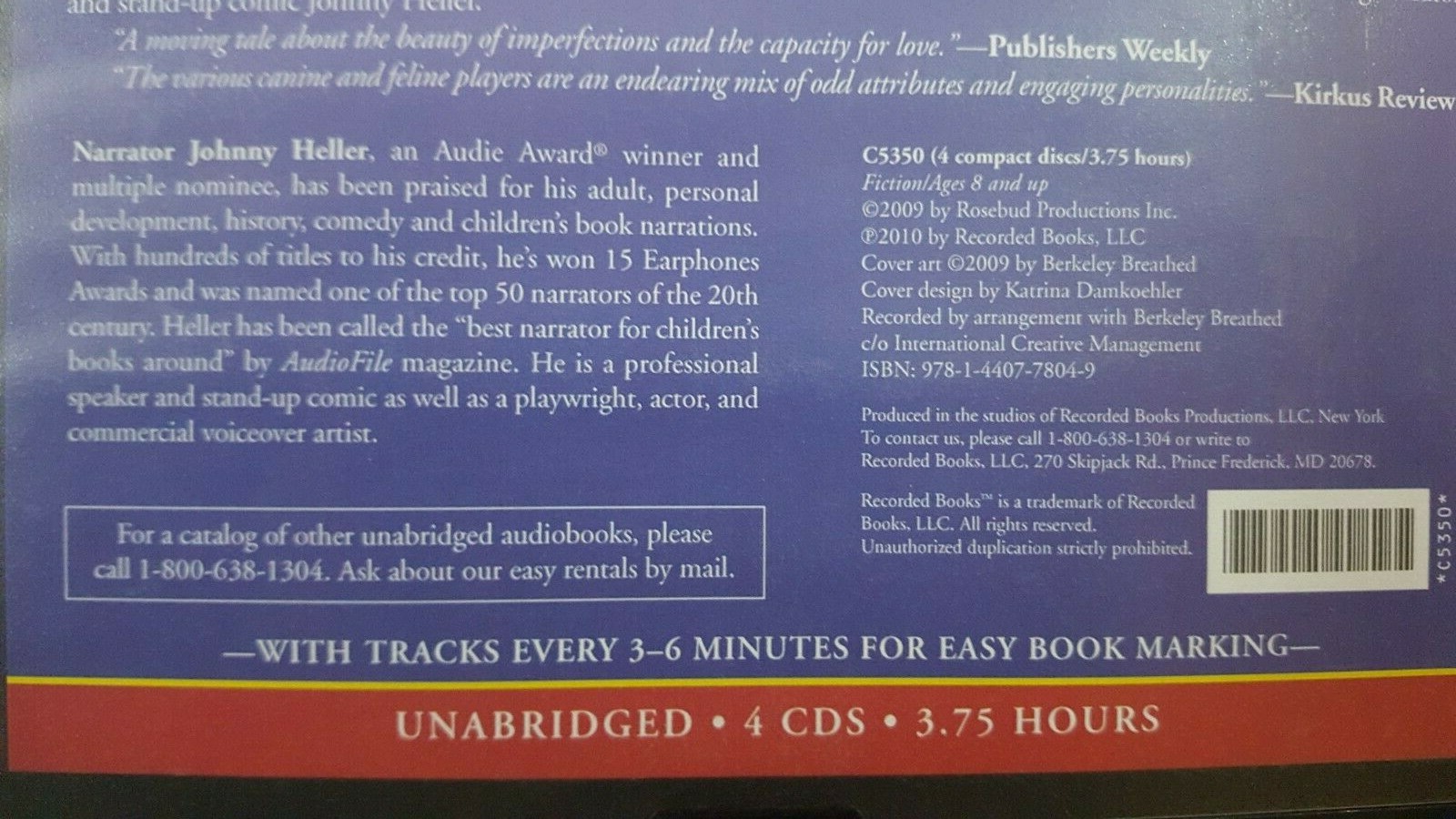 Recorded Books- Flawed Dogs the novel Berkeley Breathed 4 Disc Set